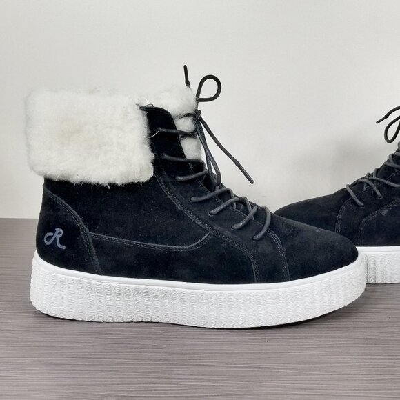 Religious Comfort Key Lime High Top Faux Fur Booties Black Suede Womens Size 7 M - Picture 7 of 10